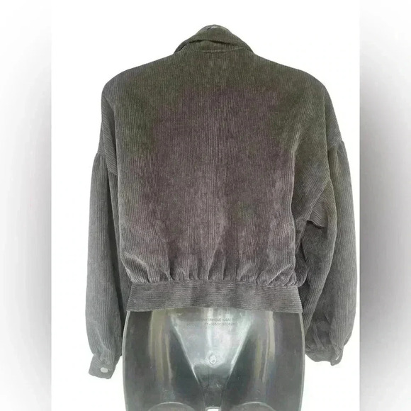 SHEIN women’s corduroy black cropped jacket puffy sleeve patched pockets sz S - Picture 6 of 8